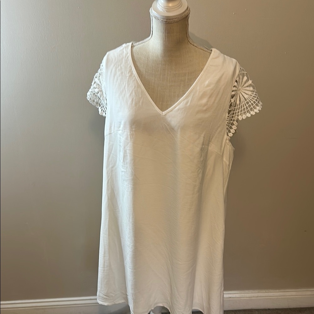 SHEIN White Flutter‎ Sleeve Swim Coverup